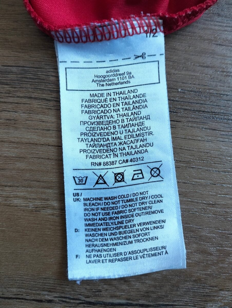 Chicago Fire 2020/21 Adidas home shirt, close-up of details and tags 2