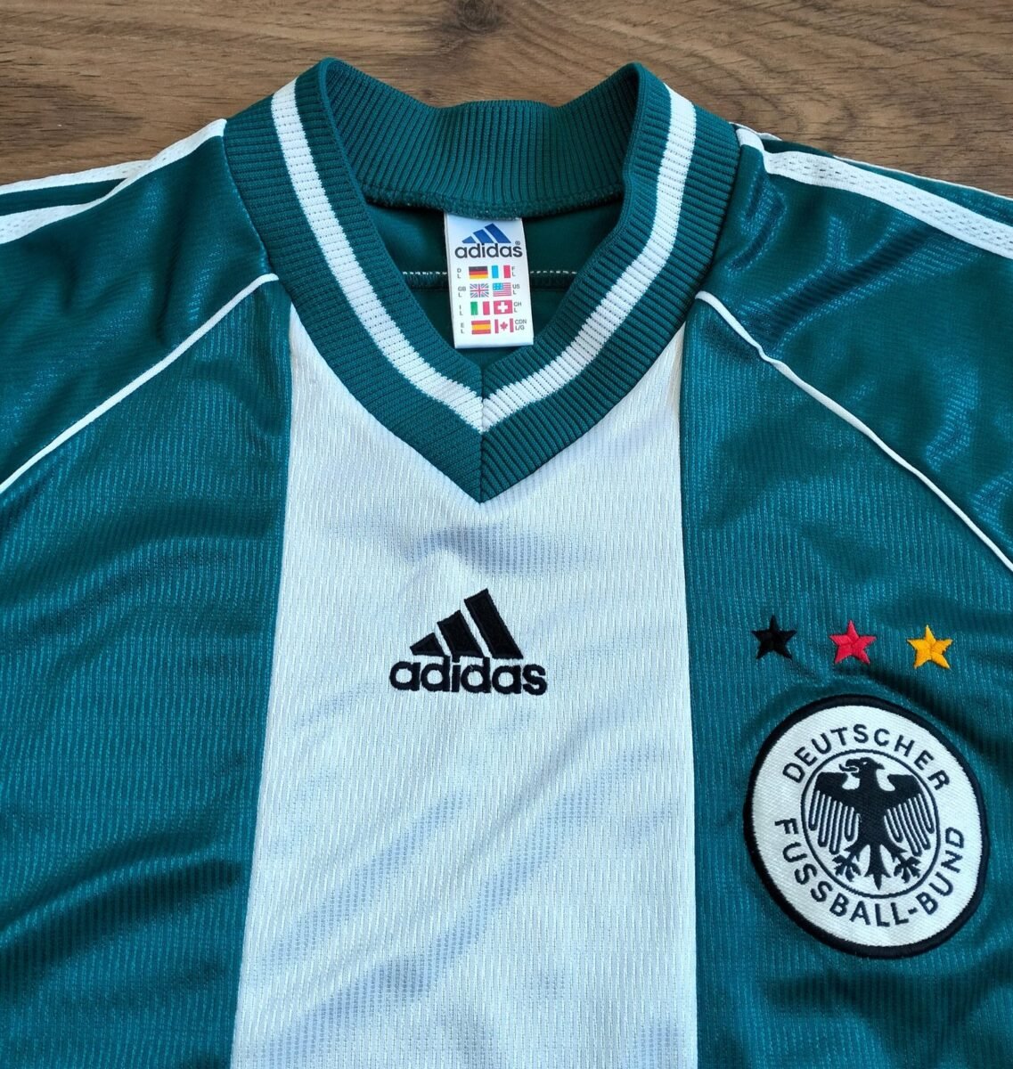 Germany 1998-2000 Adidas away shirt, close-up of details and tags 1
