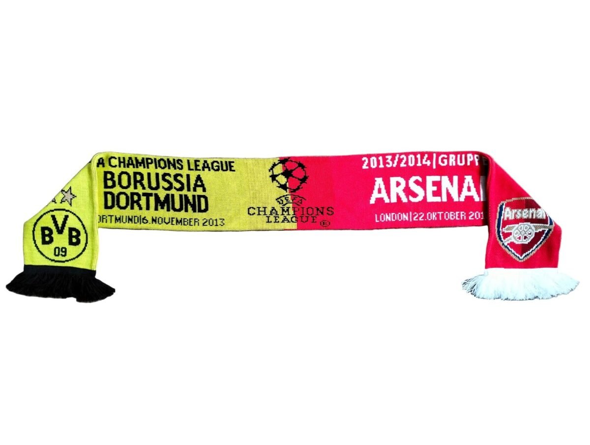 Szalik meczowy Borussia Dortmund - Arsenal, Liga Mistrzów 2013/14, zdjęcie produktowe 2